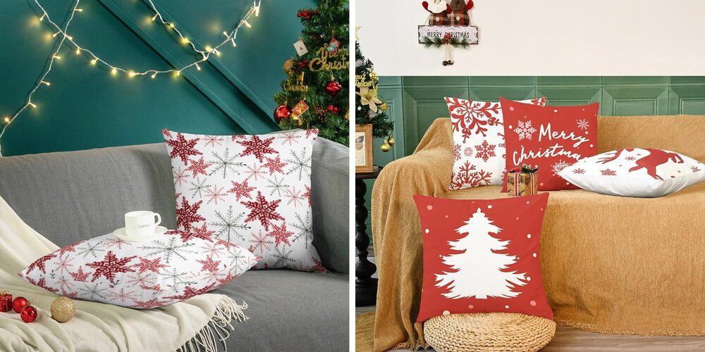 8092 Christmas Throw Pillow Covers Pack of 6 Cozy Fleece Cushion Cases